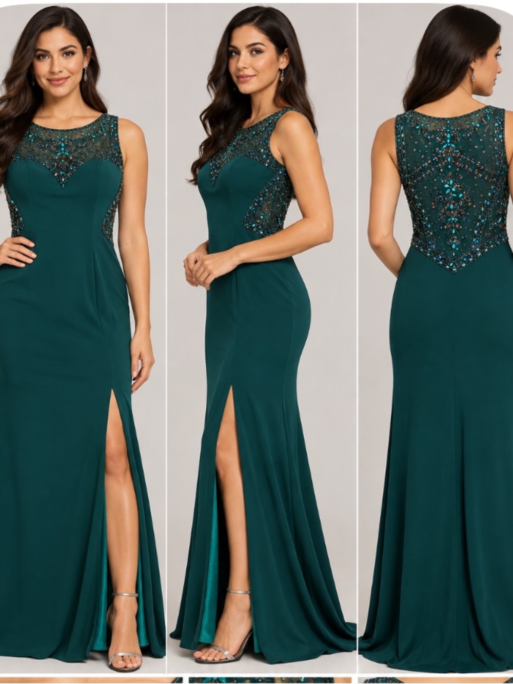 Betsy Adam green embellished formal gown prom dress size 6 evening prom wedding